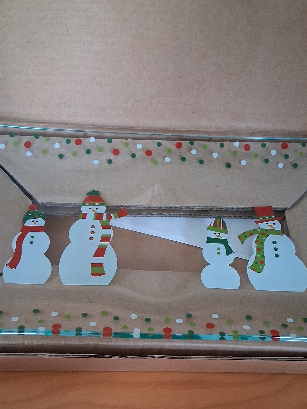 Pampered Chef Black and Brown Snowman Divided Platter Box Art